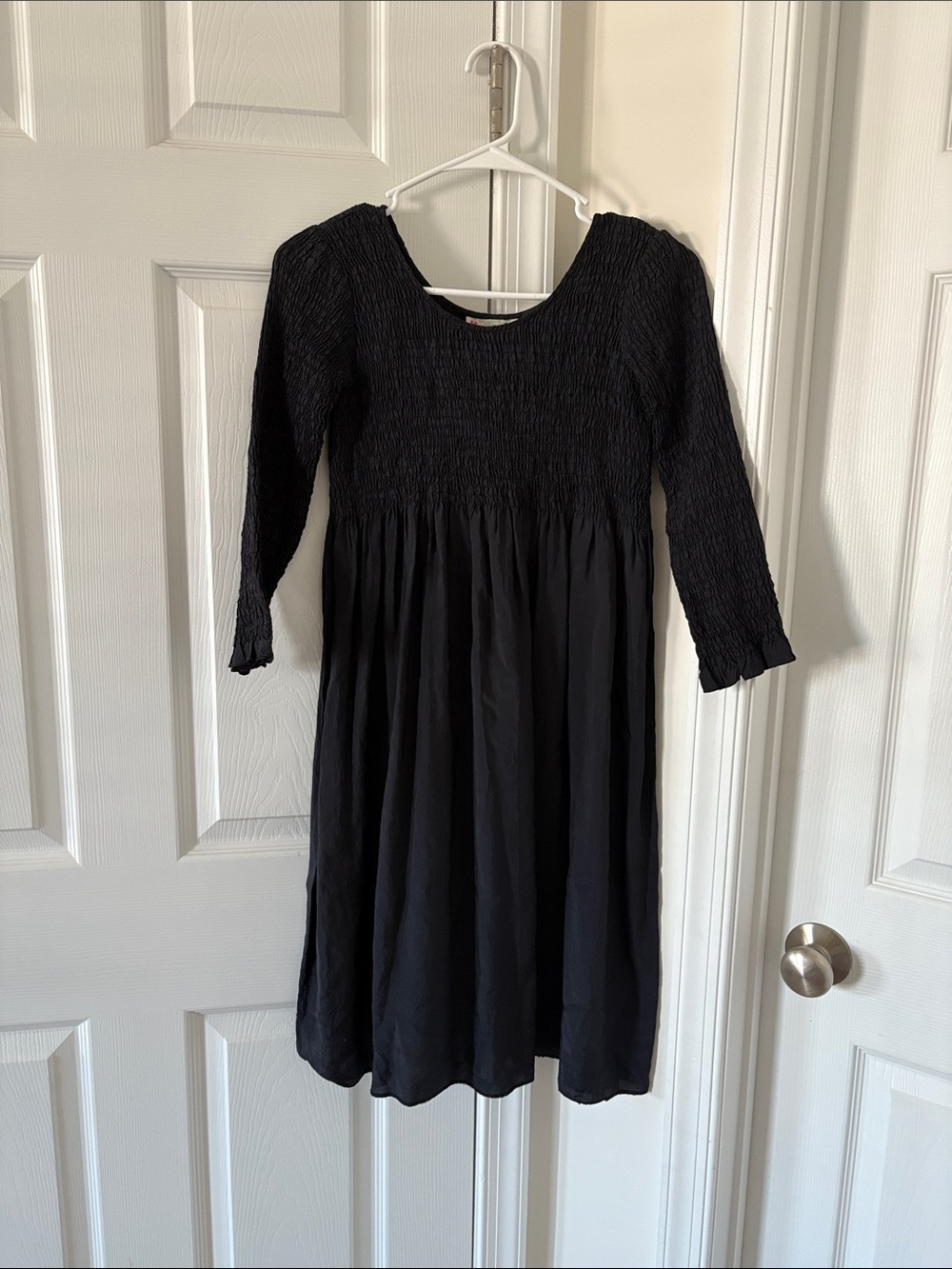 Bonpoint Girls Black Smocked Dress - 8